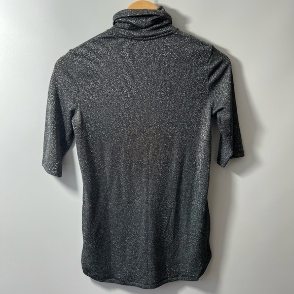Massimo Duttie Gray Turtleneck Metallic Shimmer Long T-shirt - Picture 3 of 3
